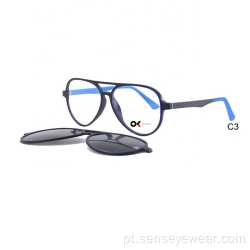 Men Ultem Optical Frame Magnetic Clip em óculos de sol